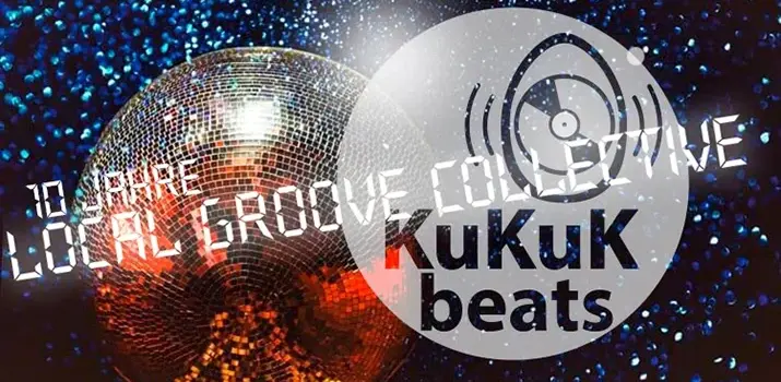 10 jahre "local groove collective" mit mirror ball und KuKuK beats icon