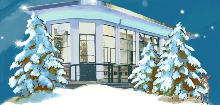Illustration: Belgisches Zollhaus im Schnee