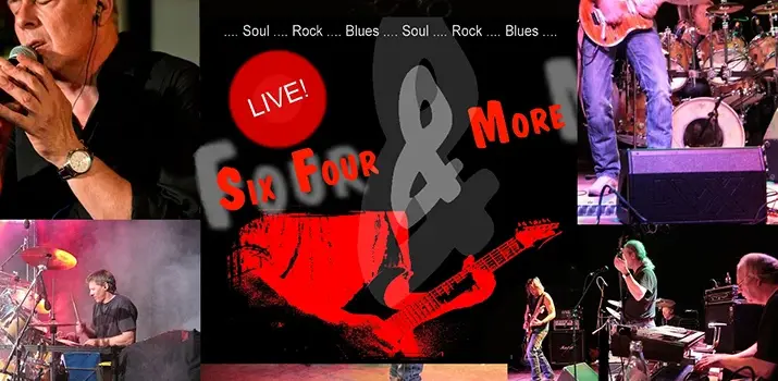 Bildcollage von Auftritten der Band "Six Four and More"